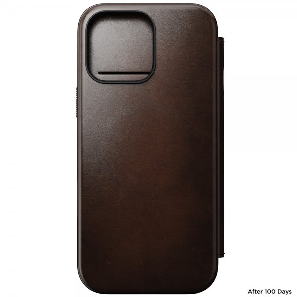 Nomad iPhone 16 Pro Max -kotelo, Modern Leather Folio, Horween Rustic Brown