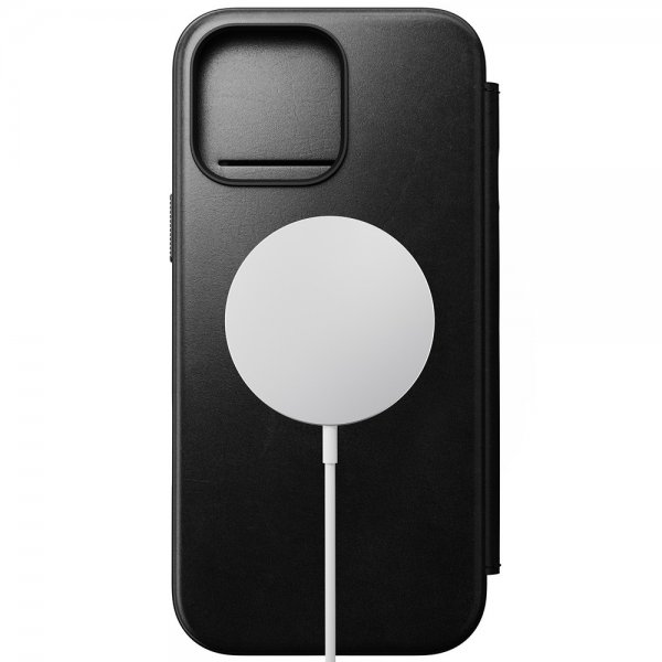 Nomad iPhone 16 Pro Max -kotelo, Modern Leather Folio, Horween, musta