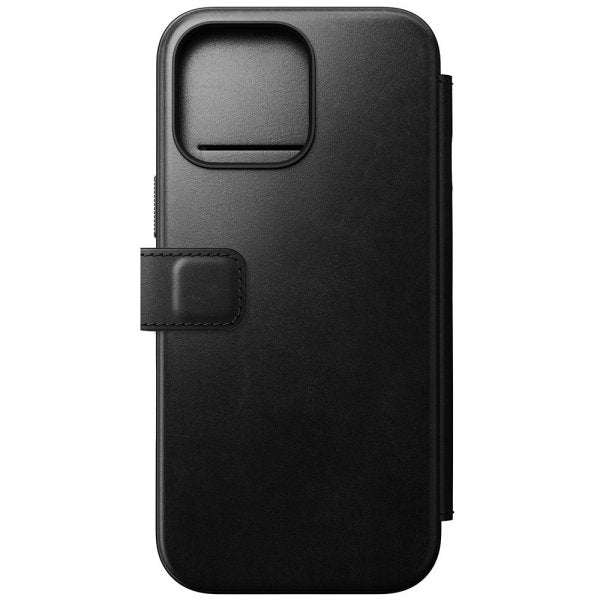 Nomad iPhone 16 Pro Max -kotelo, Modern Leather Folio, Horween, musta