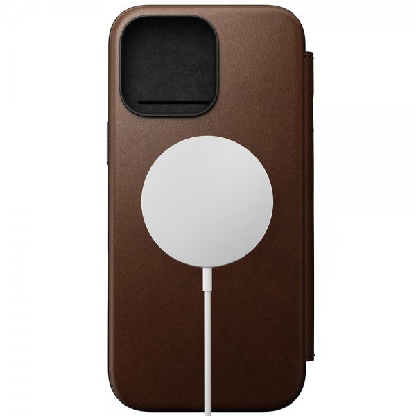 Nomad iPhone 16 Pro Max Modern Leather Folio -kotelo, ruskea