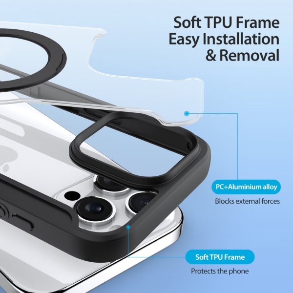Dux Ducis iPhone 16 Pro Max -kotelo Skin X Pro Series Kickstand MagSafe, musta