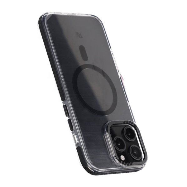Rvelon iPhone 16 Pro Max Kuori TPU MagSafe Musta/Läpinäkyvä