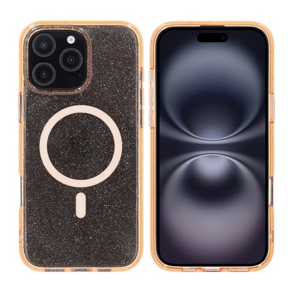 Rvelon iPhone 16 Pro Max Kuori Glitter MagSafe Kulta