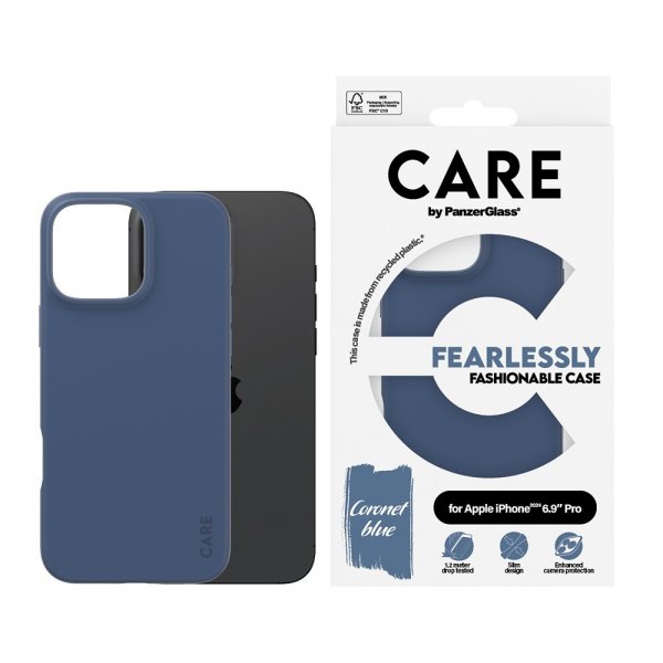 CARE by PanzerGlass iPhone 16 Pro Max -suojakuori, muodikas, sininen
