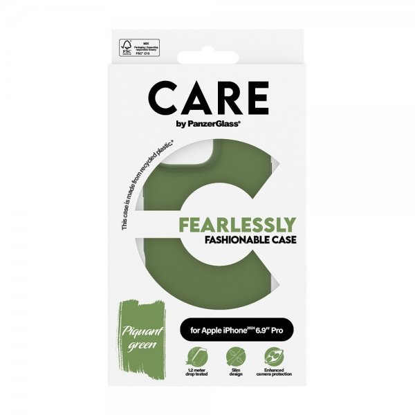 CARE by PanzerGlass iPhone 16 Pro Max -suojakuori, muodikas, vihreä