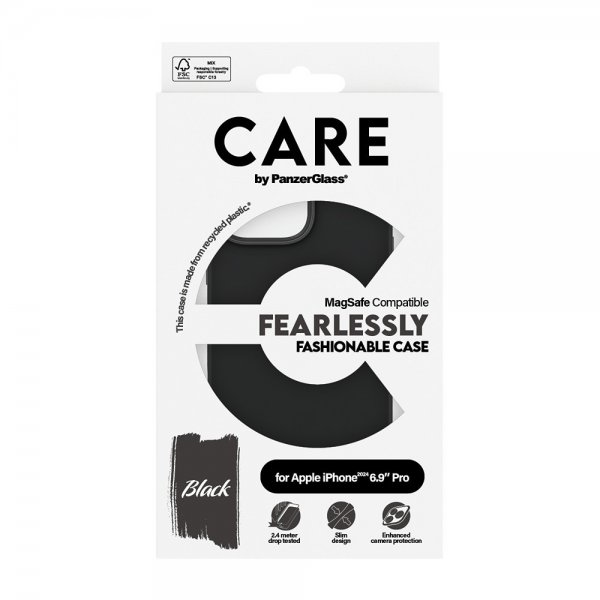 CARE by PanzerGlass iPhone 16 Pro Max -suojakuori, muodikas, MagSafe, musta