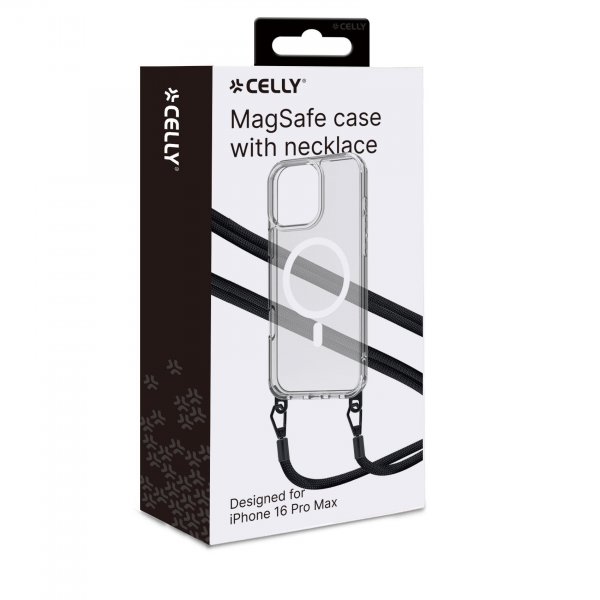 Celly iPhone 16 Pro Max -kuori Freedom Necklace MagSafe, läpinäkyvä