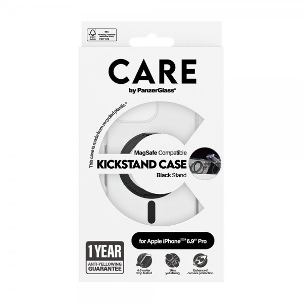 CARE by PanzerGlass iPhone 16 Pro Max Kuori Jalusta MagSafe Musta