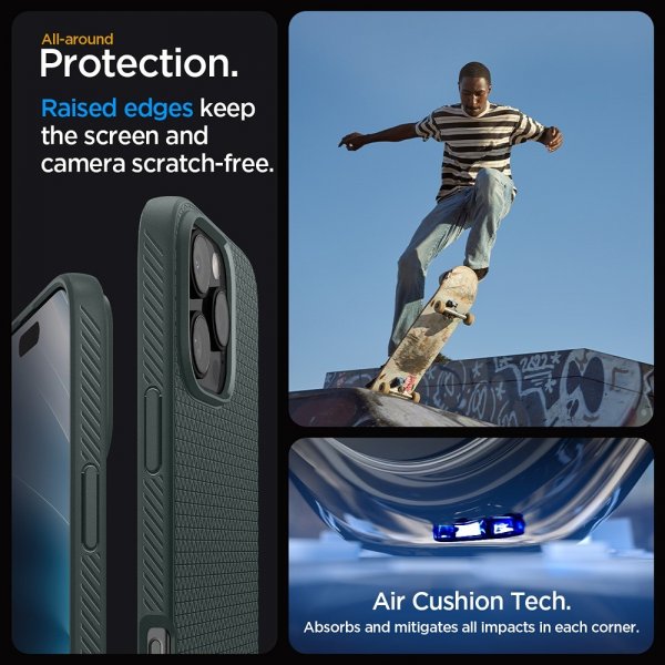 Spigen iPhone 16 Pro Max -suojakuori Liquid Air Abyss Green