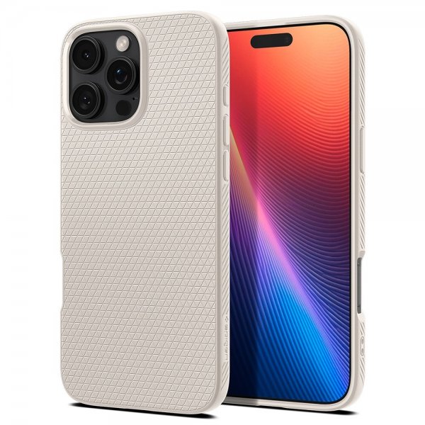 Spigen iPhone 16 Pro Max -suojakuori Liquid Air Natural Titanium