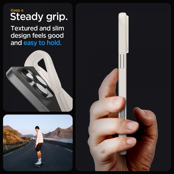 Spigen iPhone 16 Pro Max -suojakuori Liquid Air Natural Titanium
