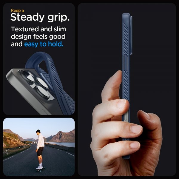 Spigen iPhone 16 Pro Max -kuori Liquid Air Navy Blue