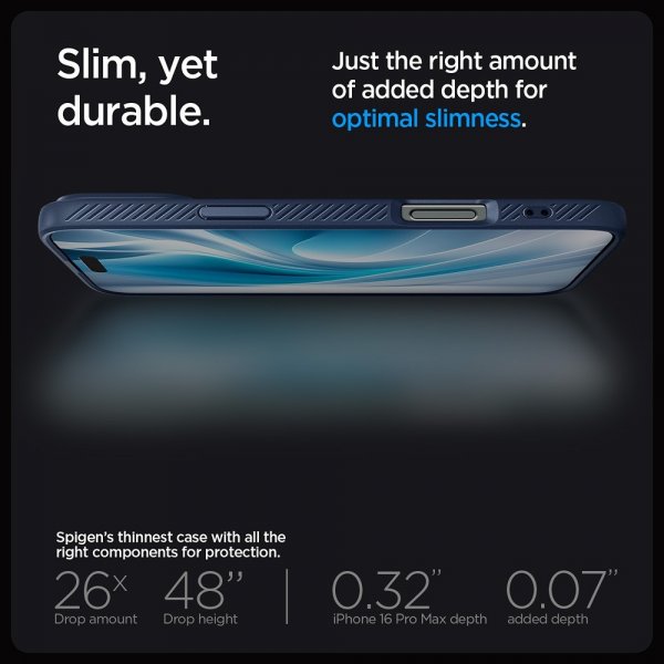 Spigen iPhone 16 Pro Max -kuori Liquid Air Navy Blue