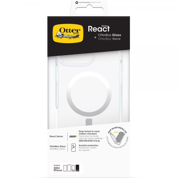 Otterbox iPhone 16 Pro Max Kuori, jossa näytönsuoja React MagSafe + Lasi