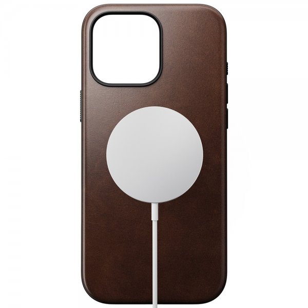 Nomad iPhone 16 Pro Max -suojakuori, Modern Leather Case, Horween Rustic Brown