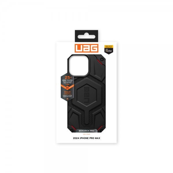 Urban Armor Gear (UAG) iPhone 16 Pro Max -suojakuori Monarch Pro Kevlar MagSafe, musta