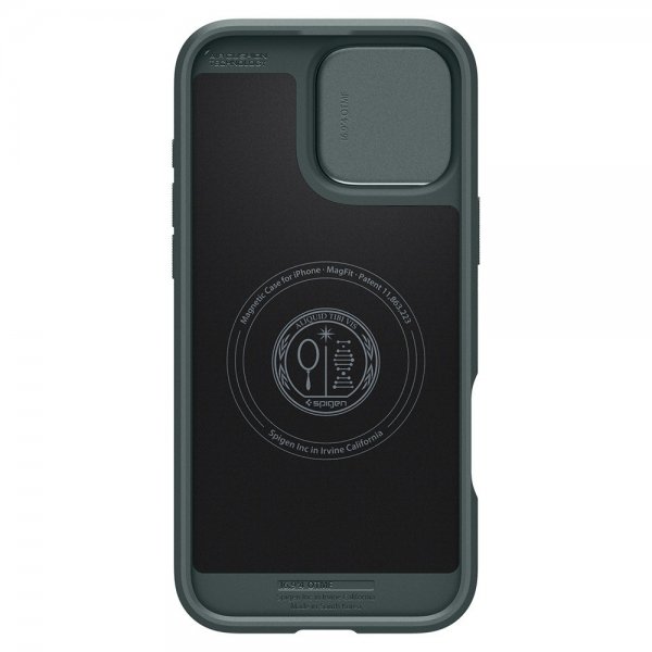 Spigen iPhone 16 Pro Max -suojakuori Optik Armor MagFit Abyss Green