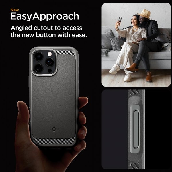 Spigen iPhone 16 Pro Max -kuori, Rugged Armor MagFit, harmaa