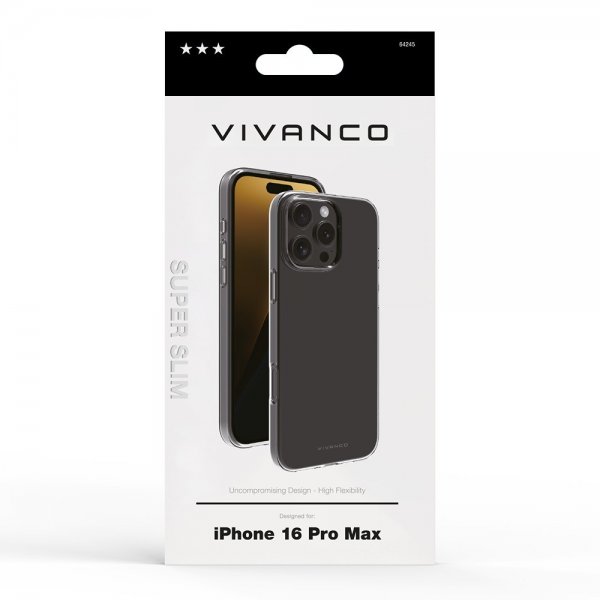 Vivanco iPhone 16 Pro Max -suojakuori Super Slim, läpinäkyvä