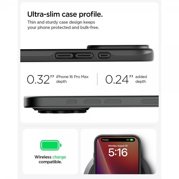 Spigen iPhone 16 Pro Max Kuori Thin Fit MagFit Musta