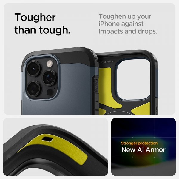 Spigen iPhone 16 Pro Max -suojakuori Tough Armor MagFit, Metal Slate