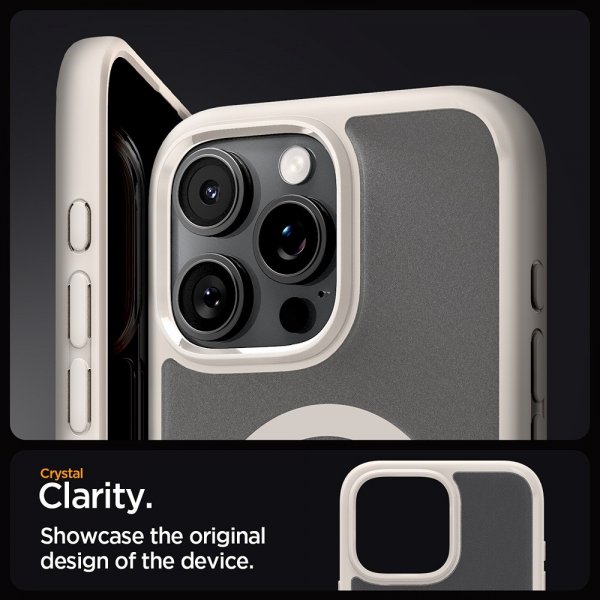 Spigen iPhone 16 Pro Max -suojakuori Ultra Hybrid MagFit Frost Natural Titanium