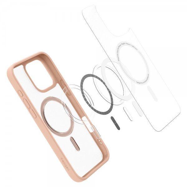 Spigen iPhone 16 Pro Max -suojakuori Ultra Hybrid MagFit Frost Rose Titanium
