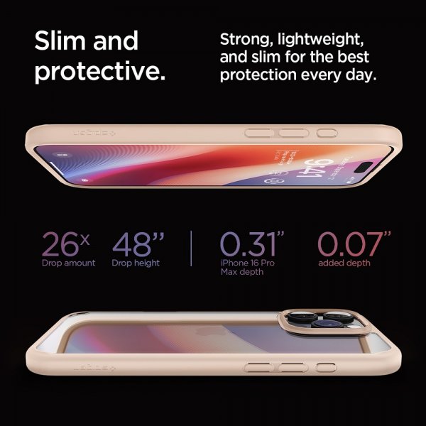 Spigen iPhone 16 Pro Max -suojakuori Ultra Hybrid Rose Titanium