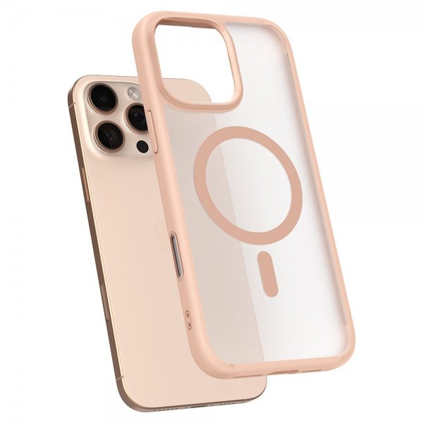 Spigen iPhone 16 Pro Max -suojakuori Ultra Hybrid T MagFit Frost Rose Titanium