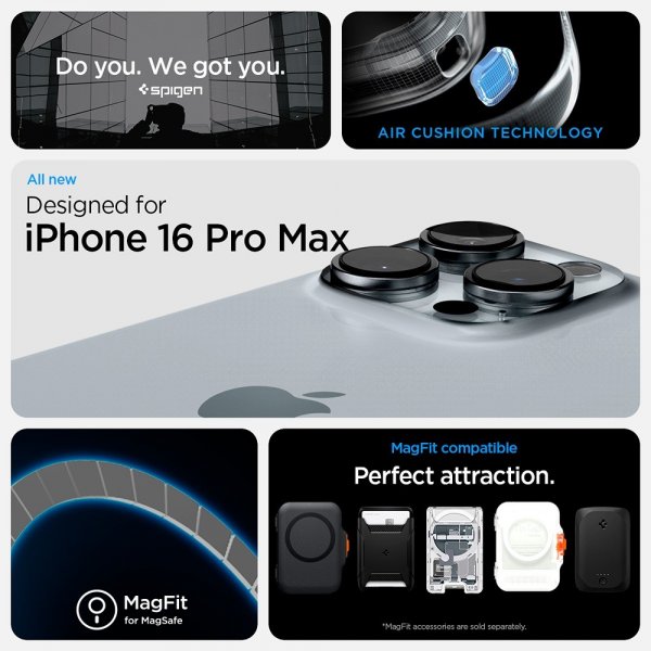 Spigen iPhone 16 Pro Max -suojakuori Ultra Hybrid Zero One MagFit Natural Titanium