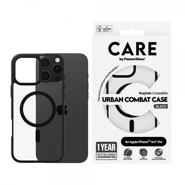 CARE by PanzerGlass iPhone 16 Pro Max Urban Combat MagSafe -suojakuori, musta