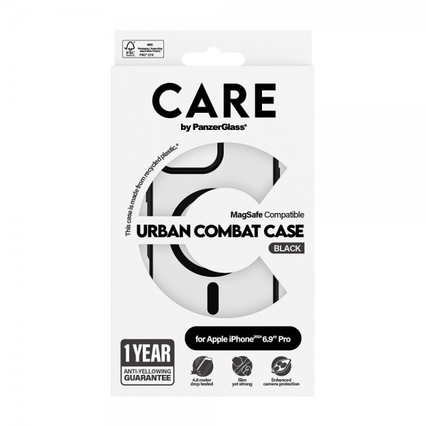 CARE by PanzerGlass iPhone 16 Pro Max Urban Combat MagSafe -suojakuori, musta