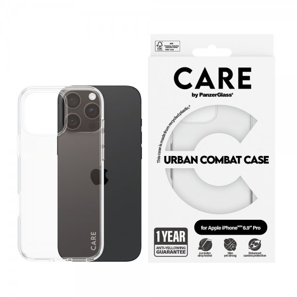 CARE by PanzerGlass iPhone 16 Pro Max -suojakuori Urban Combat Läpinäkyvä