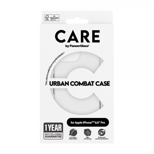 CARE by PanzerGlass iPhone 16 Pro Max -suojakuori Urban Combat Läpinäkyvä