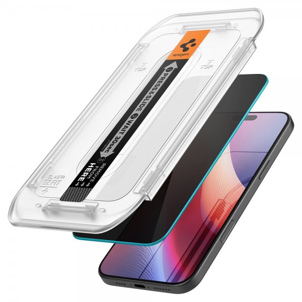 Spigen iPhone 16 Pro Max/iPhone 17 Pro Max Näytönsuoja GLAS.tR EZ Fit Privacy 2-pakkaus