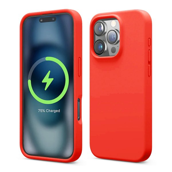 Rvelon iPhone 16 Pro Kuori Silikoni MagSafe Punainen