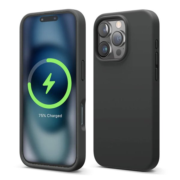 Rvelon iPhone 16 Pro Kuori Silikoni MagSafe Musta
