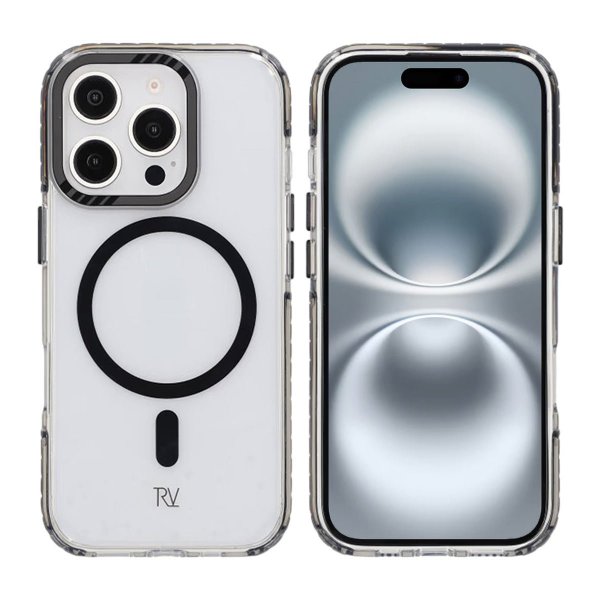 Rvelon iPhone 16 Pro -kuori TPU MagSafe, musta/läpinäkyvä