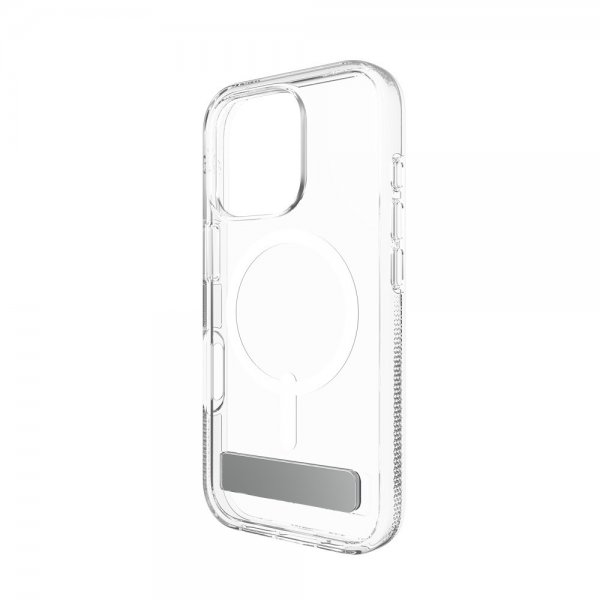 ZAGG iPhone 16 Pro -suojakuori Crystal Palace Snap Kickstand, läpinäkyvä