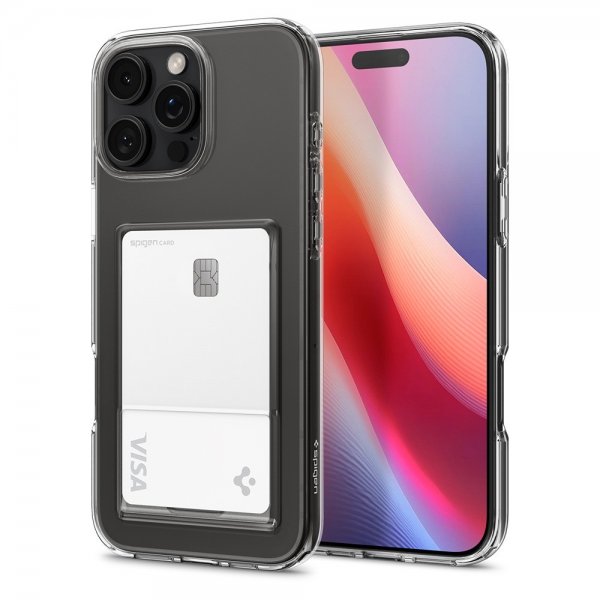 Spigen iPhone 16 Pro -suojakuori Crystal Slot, kristallinkirkas