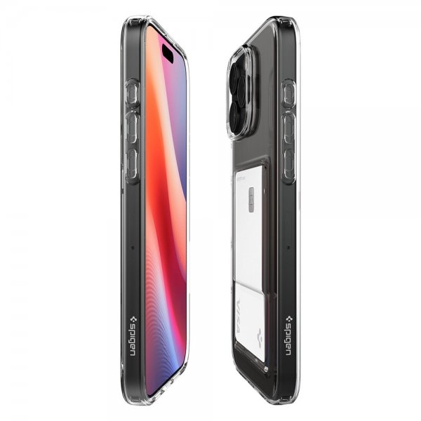 Spigen iPhone 16 Pro -suojakuori Crystal Slot, kristallinkirkas