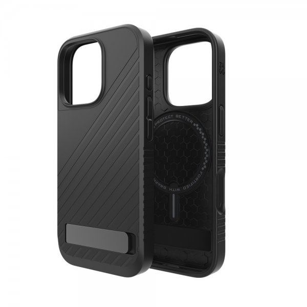ZAGG iPhone 16 Pro -kuori Denali Snap Kickstand Musta