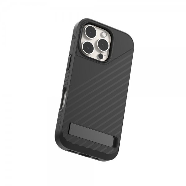 ZAGG iPhone 16 Pro -kuori Denali Snap Kickstand Musta