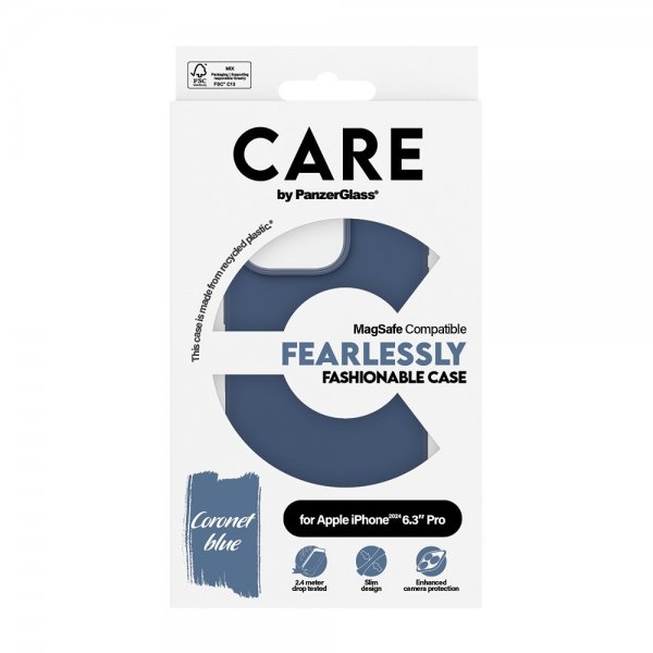 CARE by PanzerGlass iPhone 16 Pro -kuori, Fashionable, MagSafe, sininen