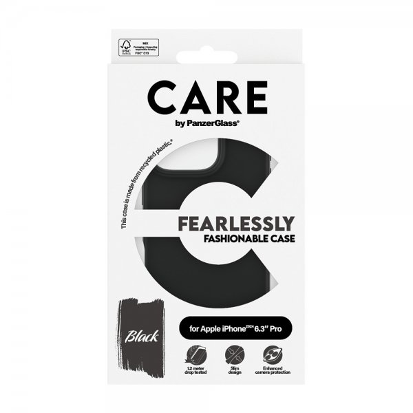 CARE by PanzerGlass iPhone 16 Pro Kuori Fashionable Musta