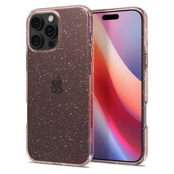 Spigen iPhone 16 Pro -kuori Liquid Crystal Glitter Rose Quartz