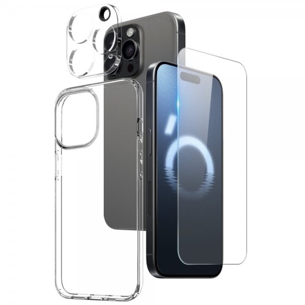 Northjo iPhone 16 Pro -kuori näytönsuojalla ja kamerasuojalla 3-in-1