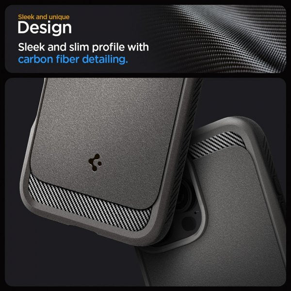 Spigen iPhone 16 Pro -kuori Rugged Armor MagFit Harmaa