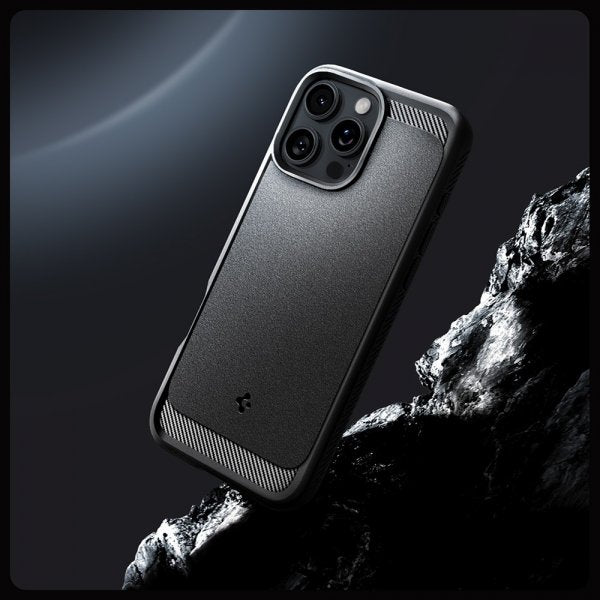 Spigen iPhone 16 Pro -kuori Rugged Armor MagFit mattamusta