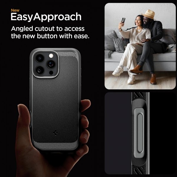 Spigen iPhone 16 Pro -kuori Rugged Armor MagFit mattamusta
